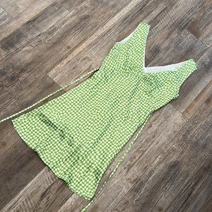 Peppermayo: Green checkered deep v dress, size US 6
